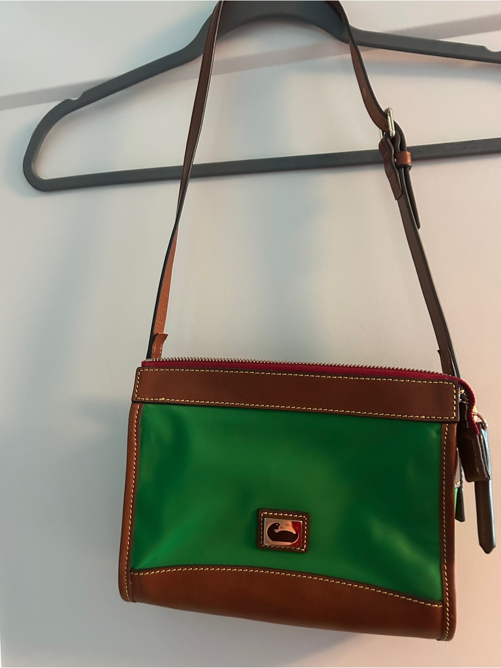 Dooney & Bourke Green and Brown Leather-Trim